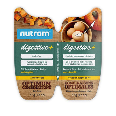 Nutram Combinaisons Optimales Digestive+ Chat Poulet, Saumon & Citrouille, Sans Grains 2x37g
