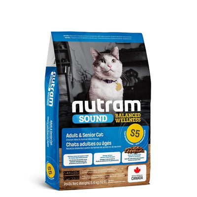 Nutram Sound S5 Chat- Adulte / Sénior Poulet et Saumon 12lbs