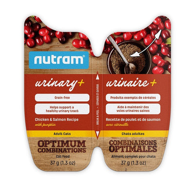Nutram Combinaisons Optimales Urinaire+ Chat Poulet, Saumon & Citrouille, Sans Grains 2x37g