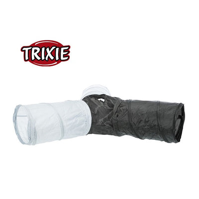 Trixie - Tunnel de jeu en nylon à 4 ouvertures gris