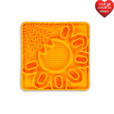 MESSY MUTTS Tapis à lécher multi-surfaces en silicone avec cadre orange