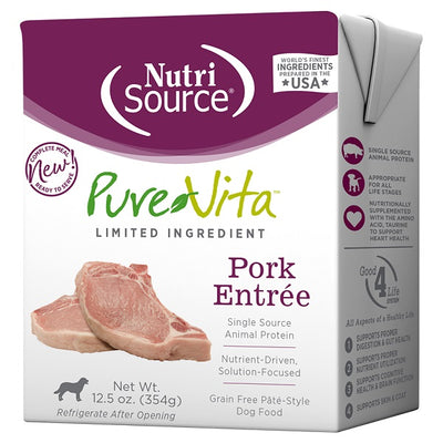 NutriSource Pure Vita entrée de porc pour chiens 354g