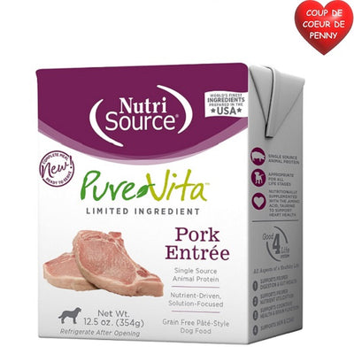 NutriSource Pure Vita entrée de porc pour chiens 354g