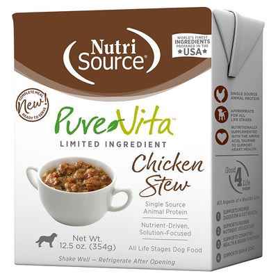 NutriSource Pure Vita ragoût de poulet pour chiens 354g